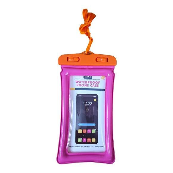 NEW IPX7 Universal Waterproof Locking Phone Case in Pink/Orange - Picture 1 of 4